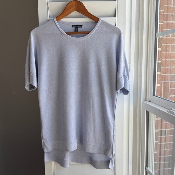 EILEEN FISHER Top Womens M Pale Periwinkle Tunic Tencel Silk Resort Wear Cruise - Picture 3 of 11